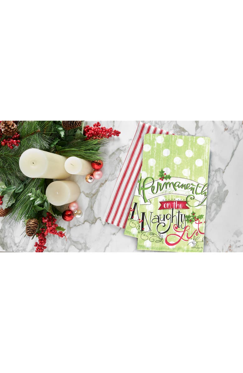 C&F Home On The Naughty List Printed Flour Sack Kitchen Towel Dishtowel, Alternate, color, White
