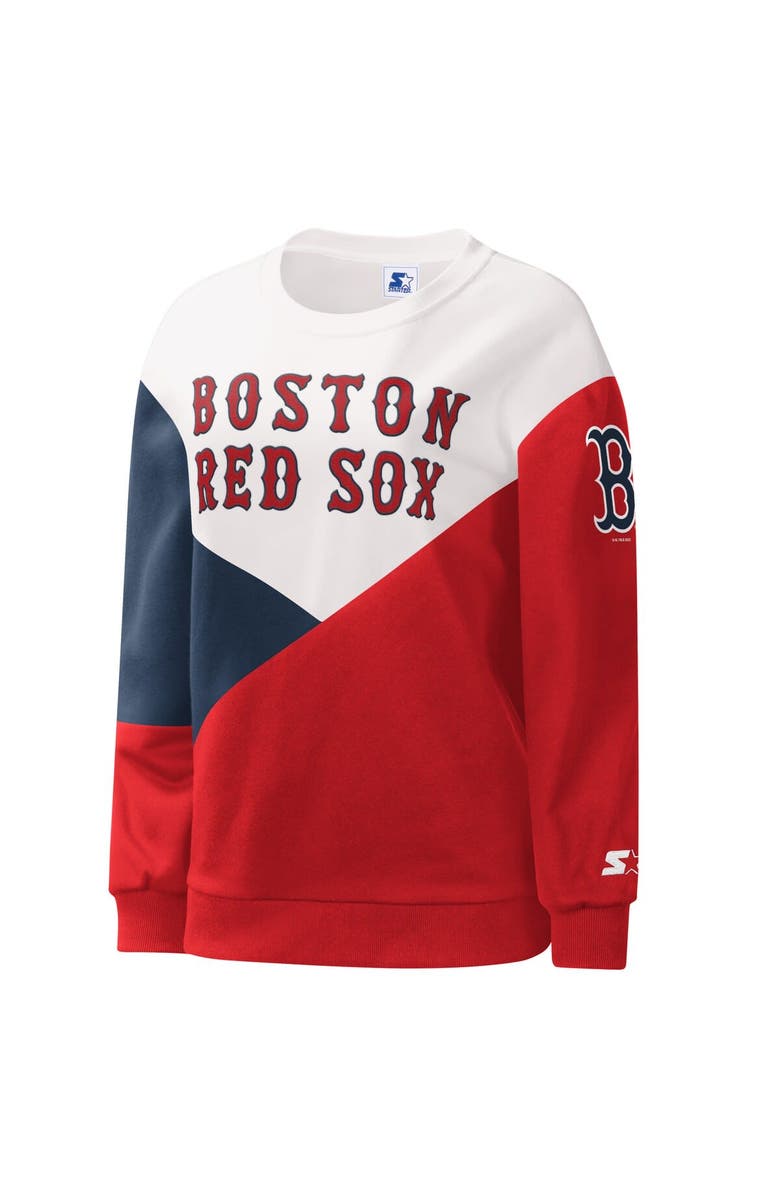 STARTER Women's Starter White/Red Boston Red Sox Shutout Pullover Sweatshirt, Alternate, color, White