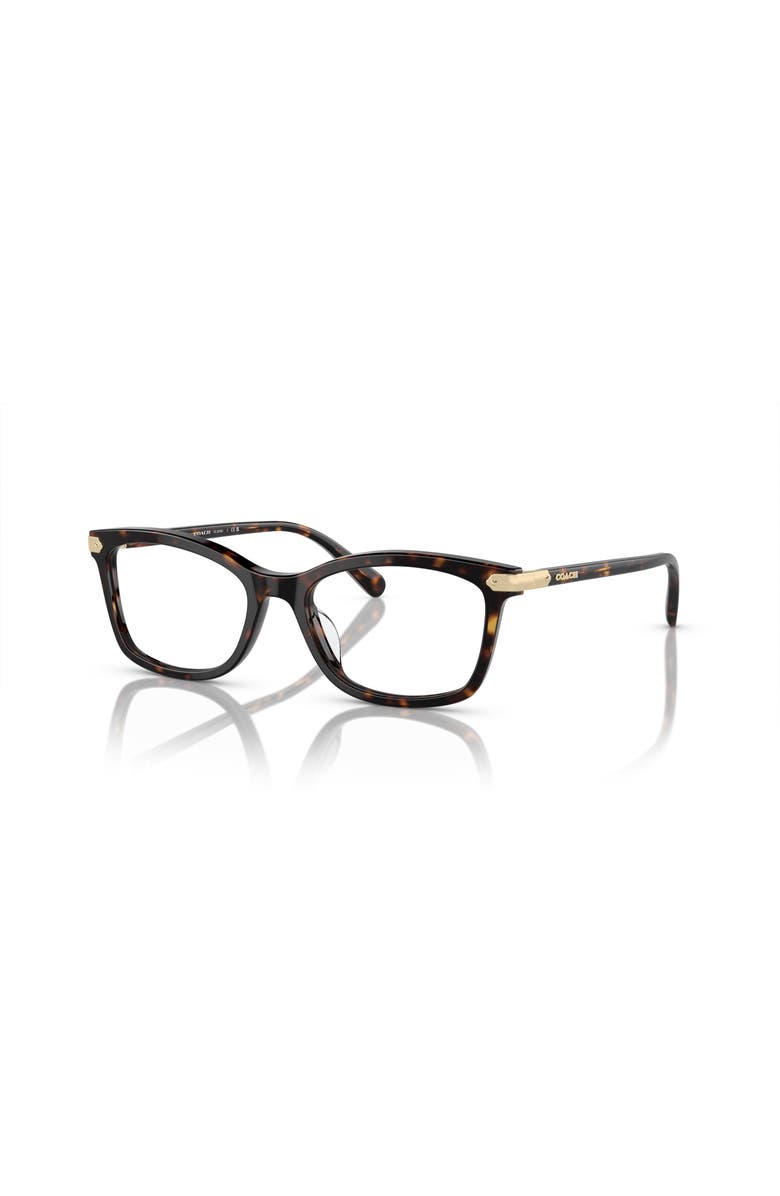 COACH 49mm Rectangle optical glasses, Main, color, Tortoise