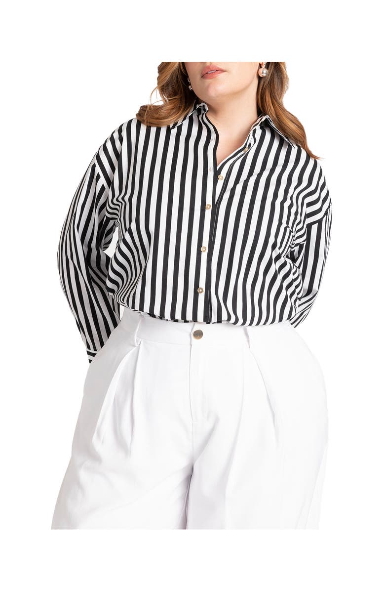 ELOQUII Preppy Striped Button Down, Alternate, color, 