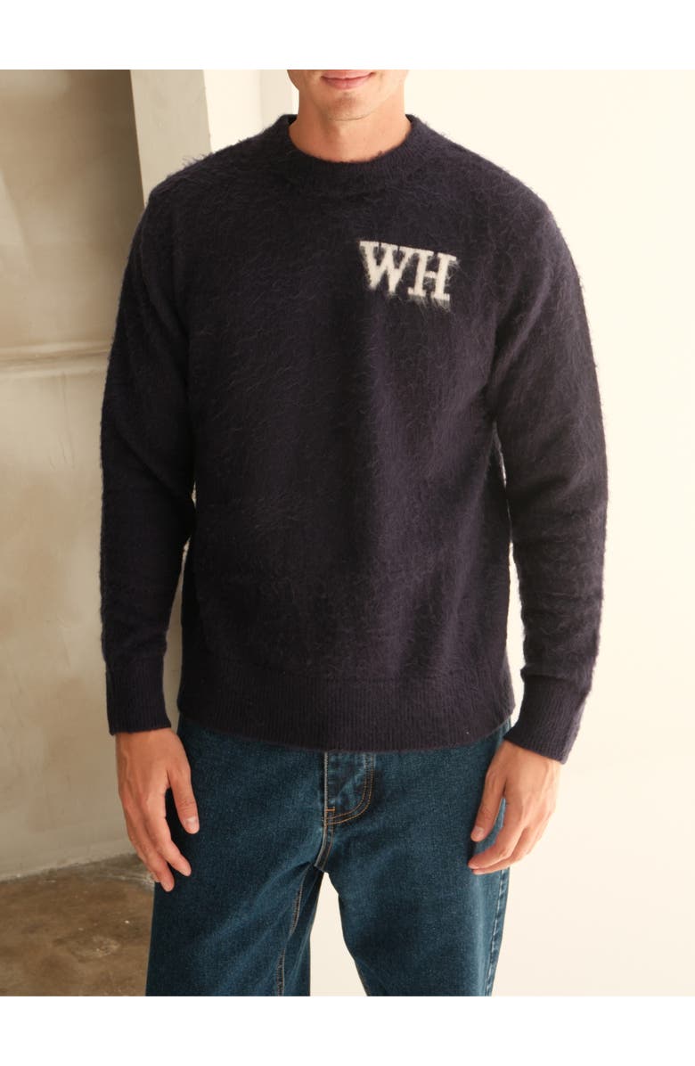 Walker & Hunt Crew Neck Logo Sweater, Alternate, color, Black
