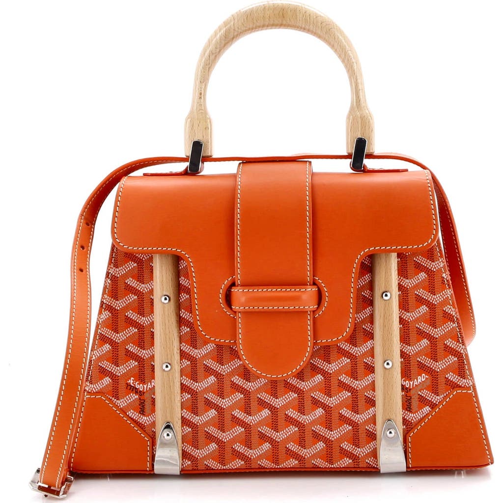 Pre-owned Goyard Goyard Saigon Top Handle Bag Coated Canvas With Leather Pm In Orange