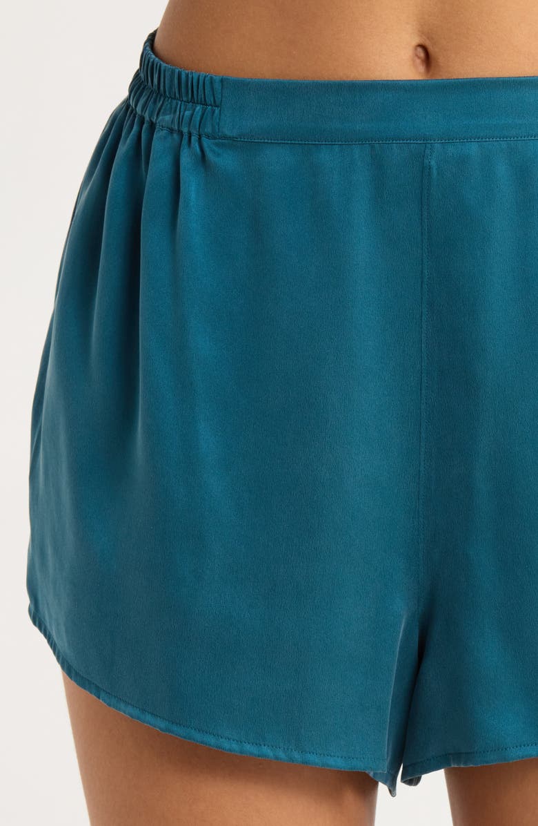 Lunya Washable Silk Short Pajamas, Alternate, color, Piquant Teal/ Lazing Navy