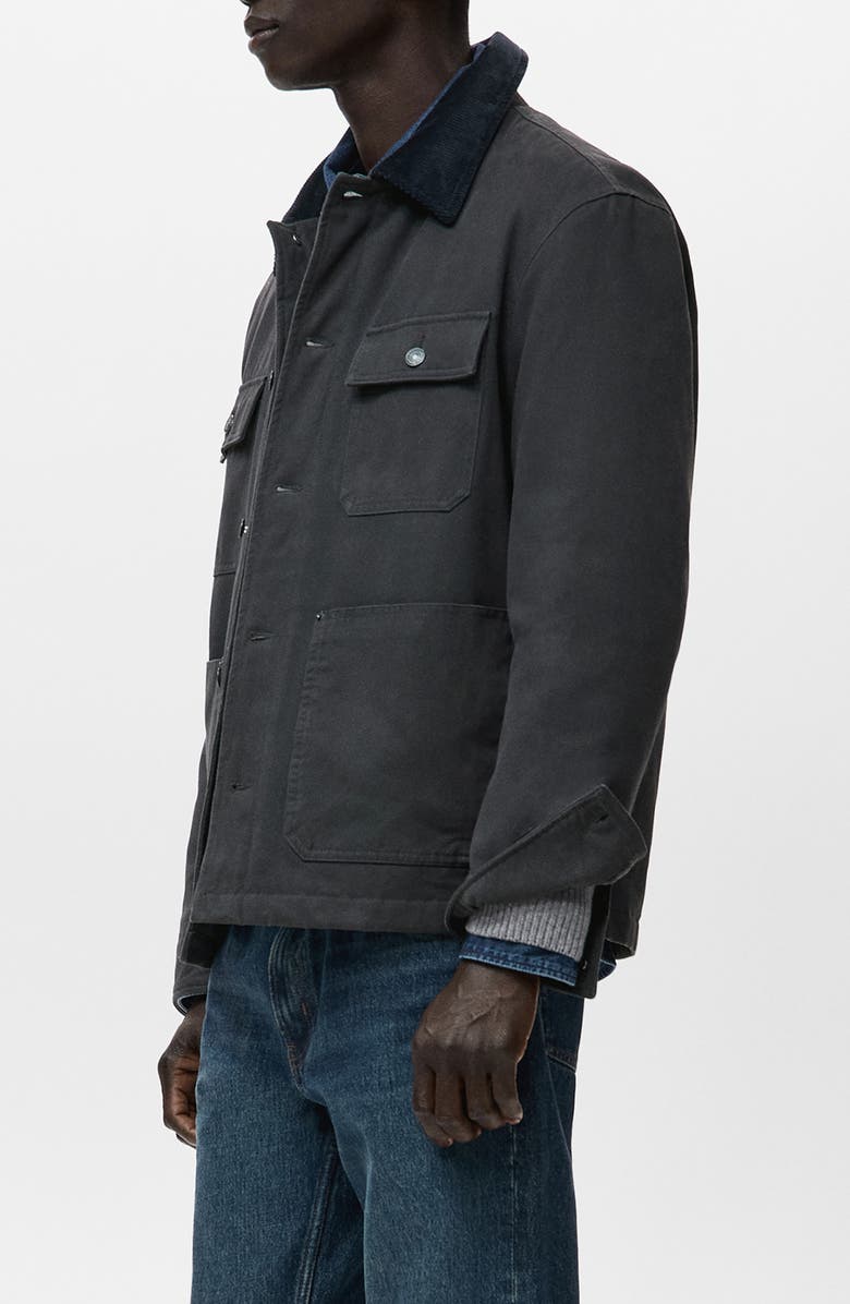 MANGO Cotton Corduroy Collar Jacket, Alternate, color, Charcoal