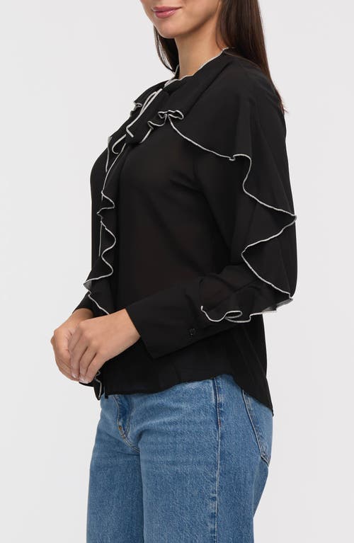 Nvlt Contrast Ruffle Button-up Shirt In Multi