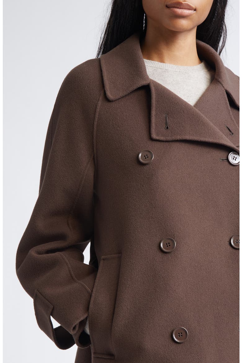 Louise Short Wool Double Face Coat, Alternate, color, CHOCOLATE