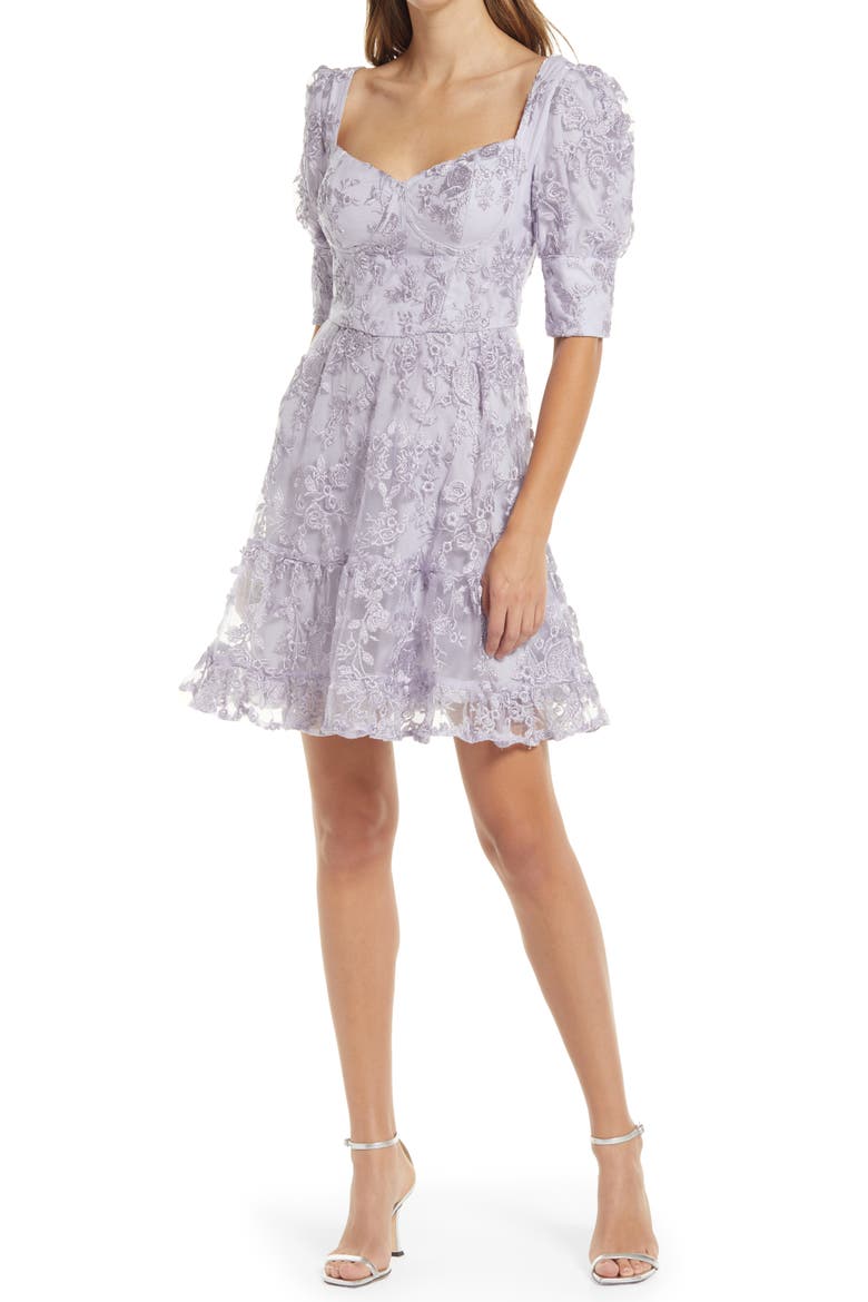 Embroidered Sweetheart Neck Dress, Main, color, LILAC