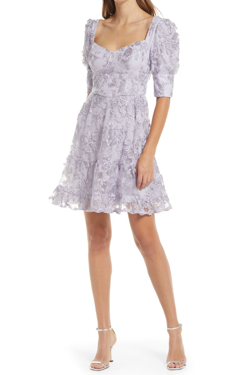 Chi Chi London Embroidered Sweetheart Neck Dress, Main, color,