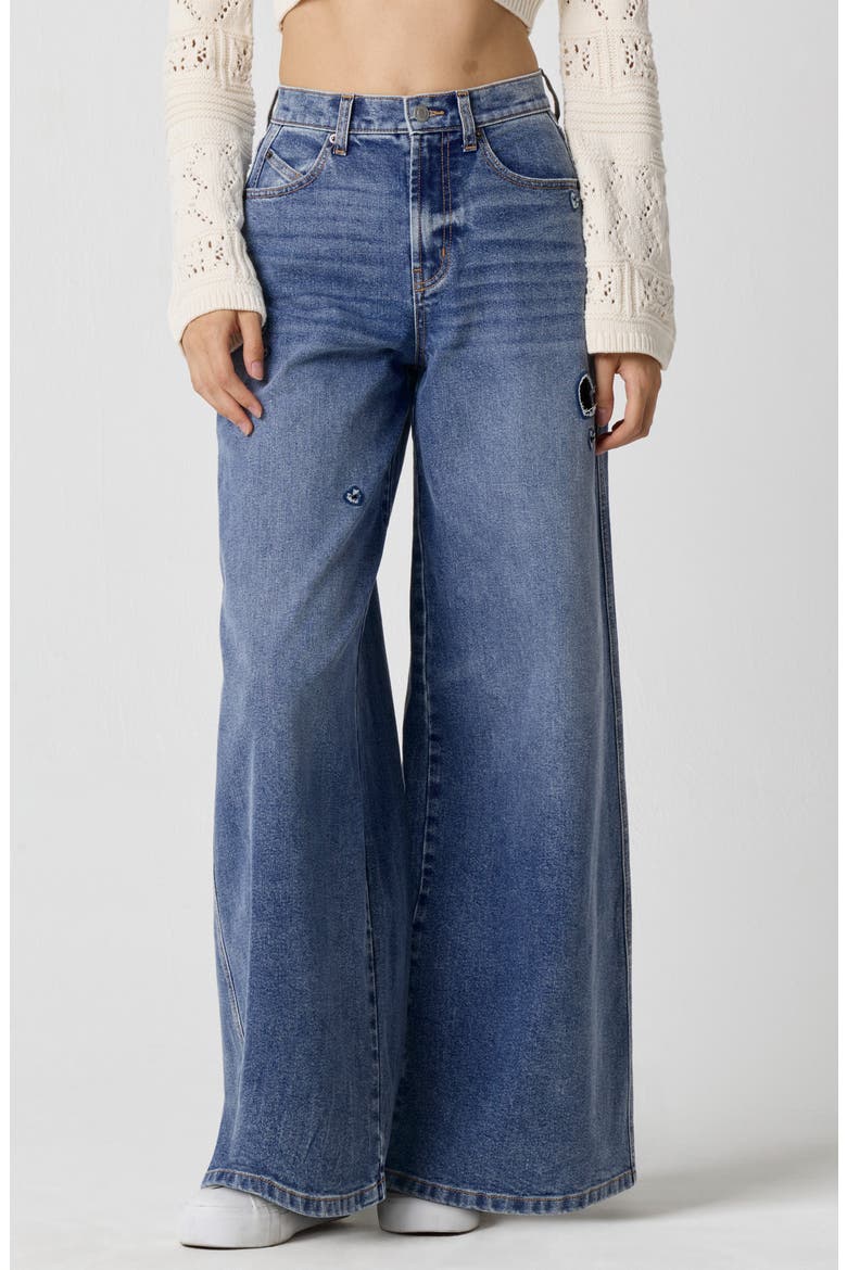 Total Softie Heart Wide Leg Jeans, Main, color, MED WASH