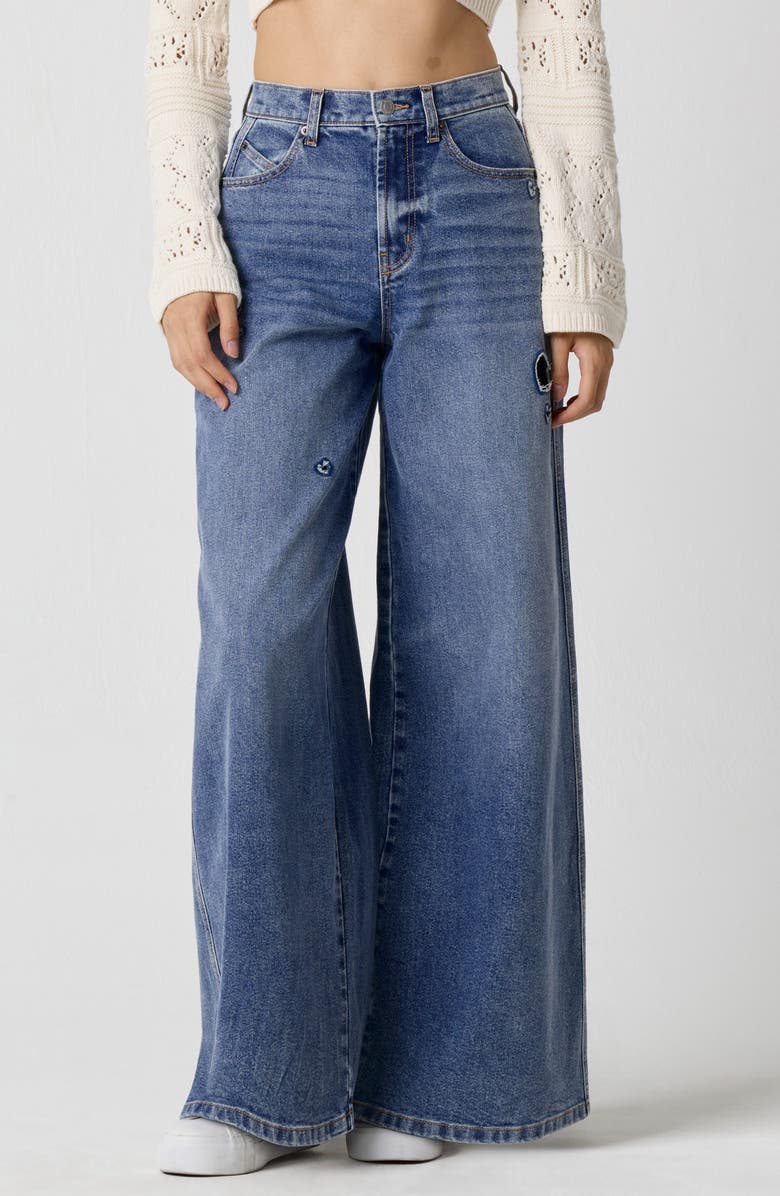 Florence by Mills Total Softie Heart Wide Leg Jeans, Main, color, Med Wash