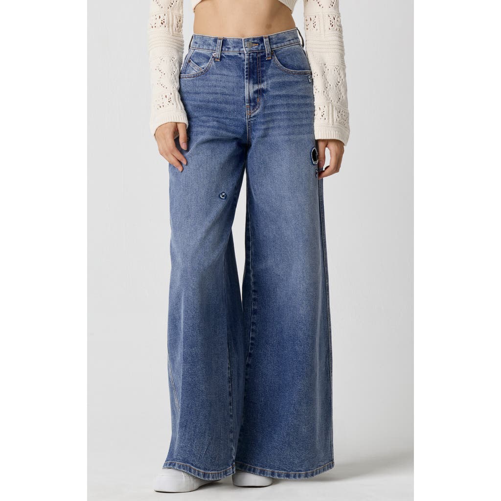 Florence By Mills Heart Cutout High Waist Wide Leg Jeans In Gold