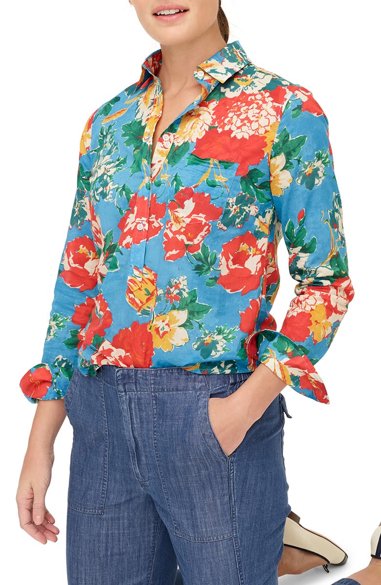J.Crew Classic Ratti<sup>®</sup> Bahama Floral Print Popover Shirt, Main, color,