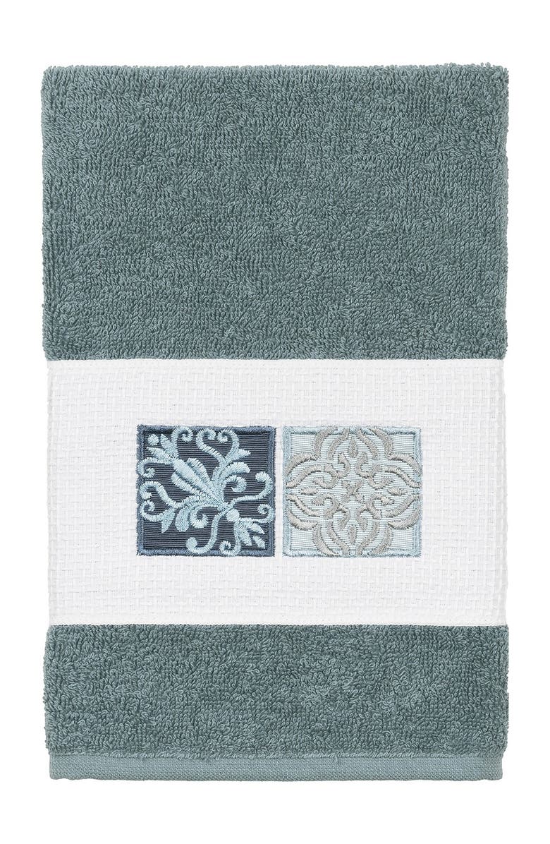 Linum Home Textiles Vivian Embellished Hand Towel - Teal, Alternate, color, Teal