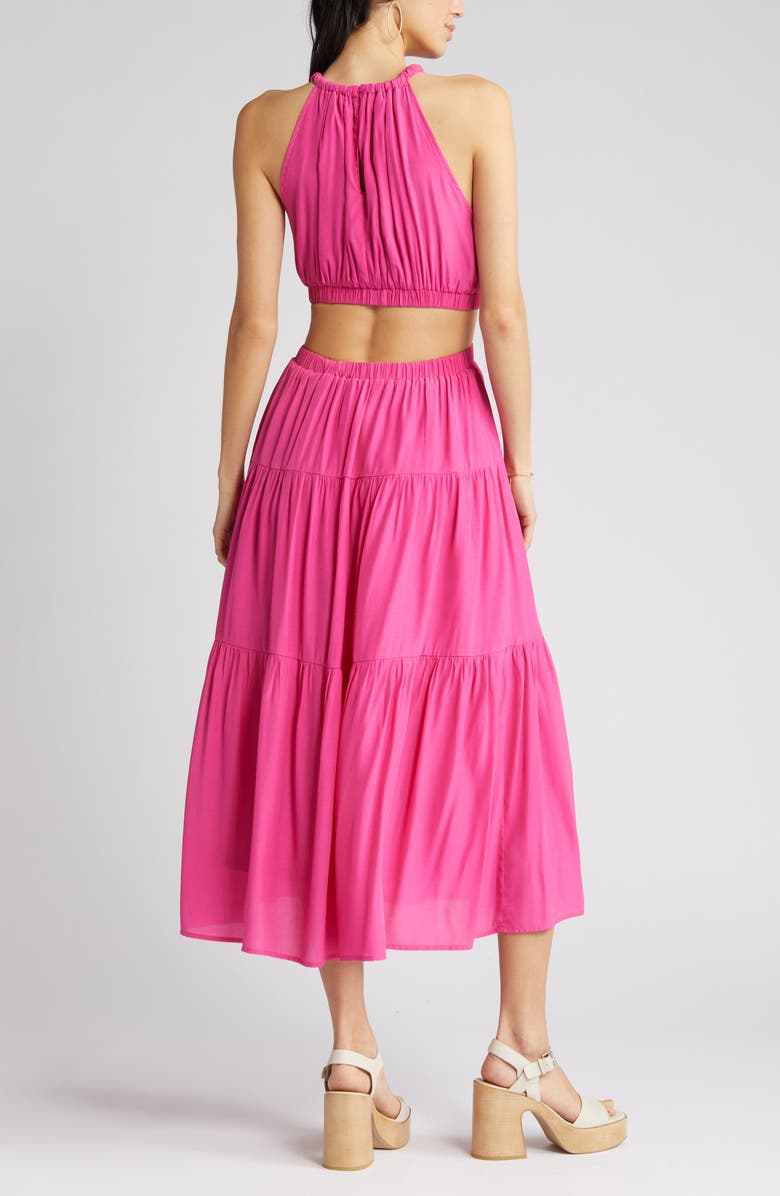 MOON RIVER Cutout Tiered Halter Maxi Dress, Alternate, color, 