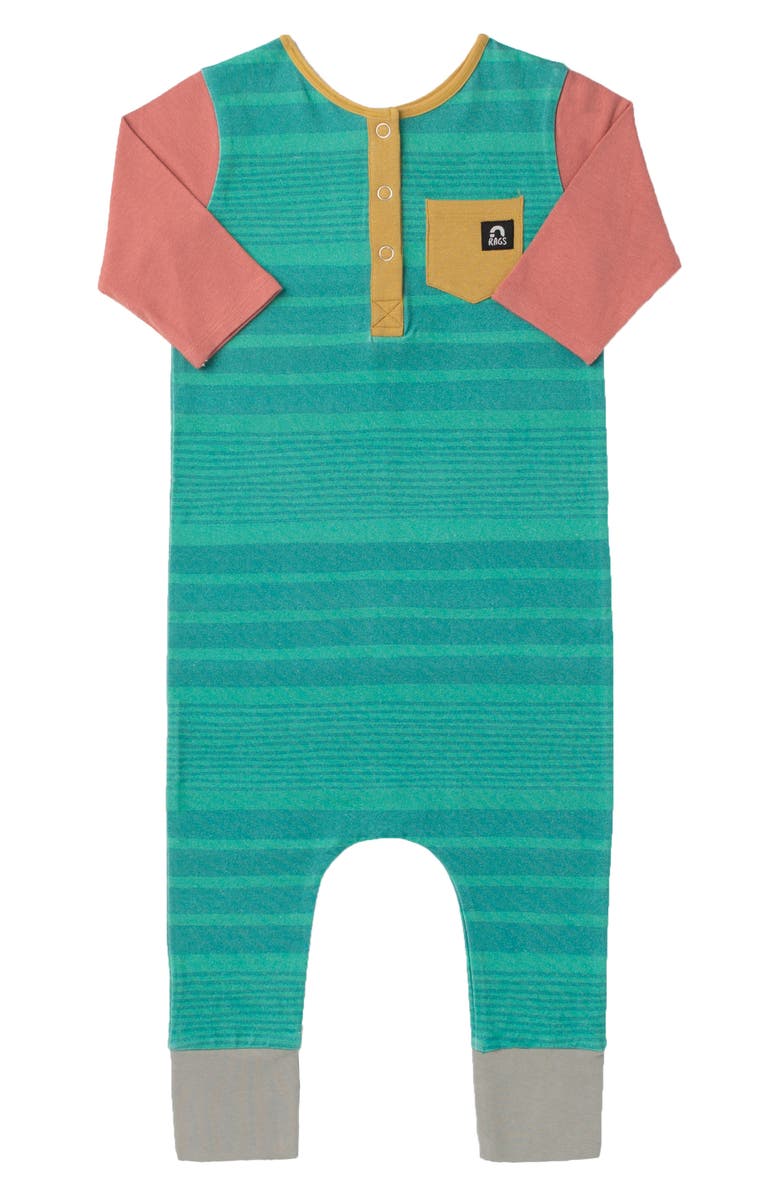RAGS TO RACHES RAGS Stripe Henley Romper, Main, color,