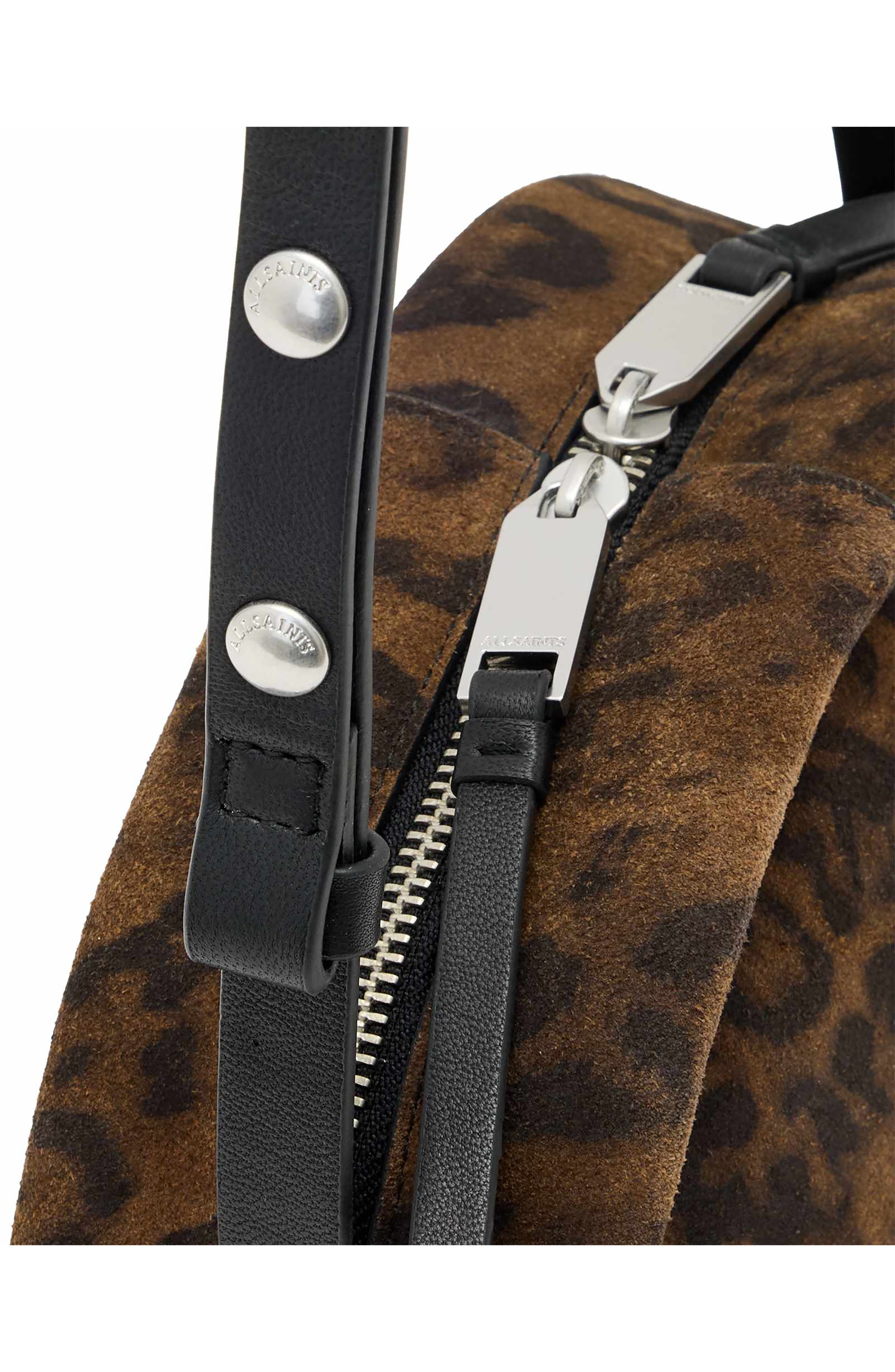 AllSaints Rosalie Leopard Print Calf Hair Crossbody Bag, Alternate, color, Leopard Brown