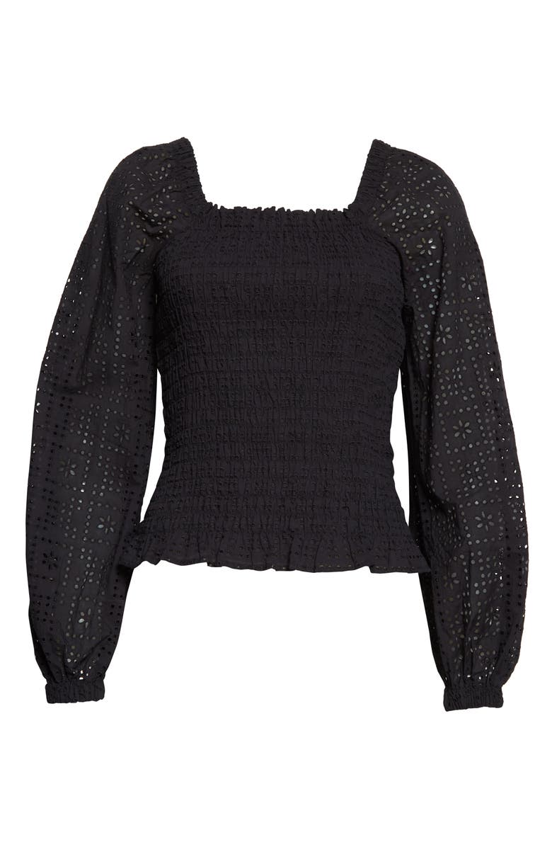 Nordstrom Signature Smocked Eyelet Top, Alternate, color, 