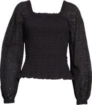 Nordstrom Signature Smocked Eyelet Top