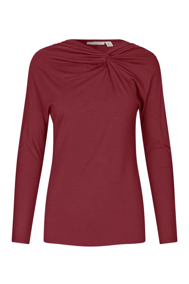 Mabelvina Asymmetric Twist Neck Top, Alternate, color, Tawny Port