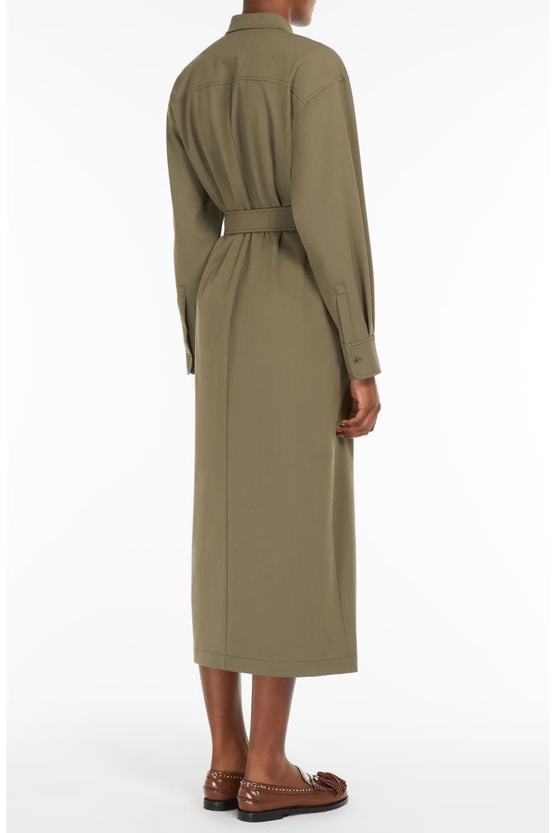 Long Sleeve Belted Shirtdress, Alternate, color, KAKI