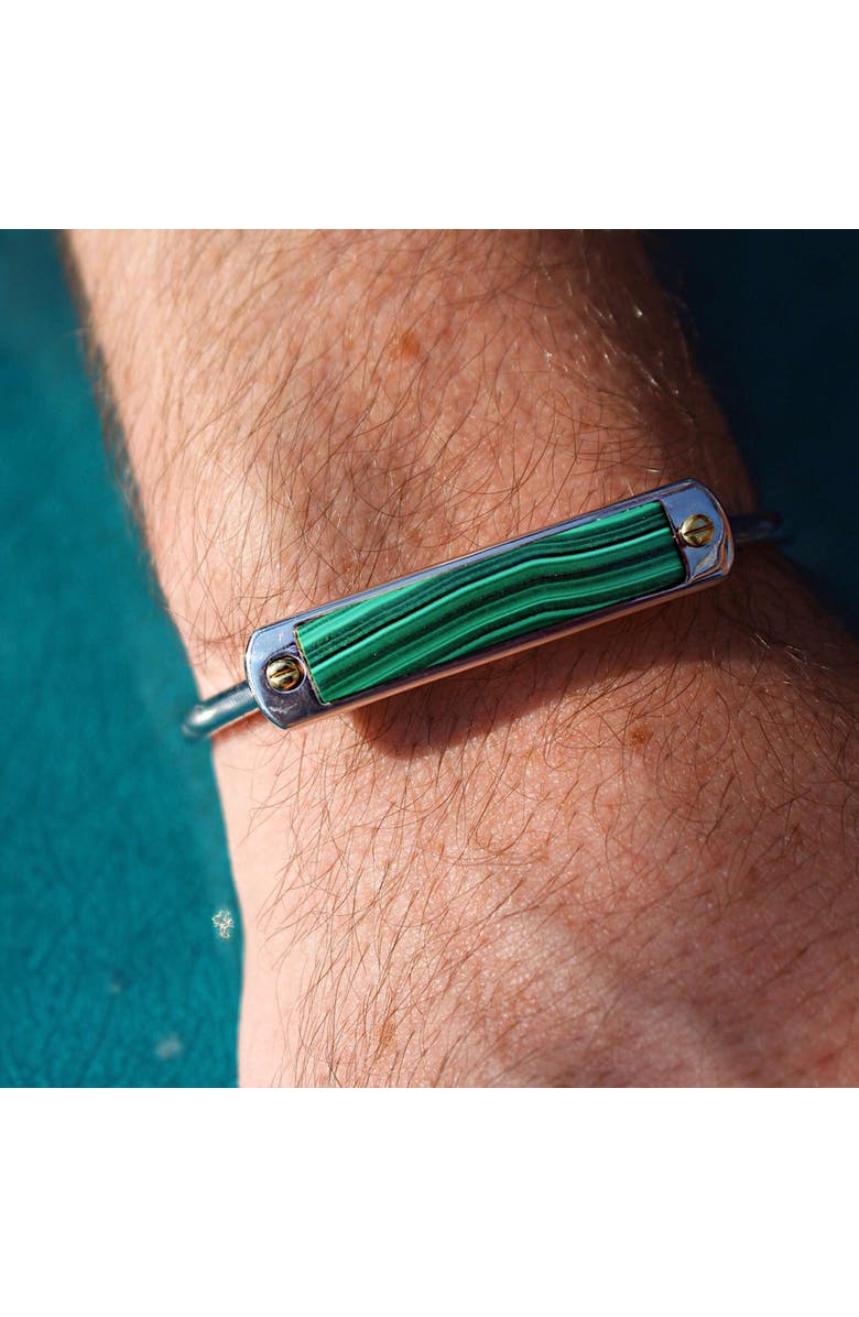 LuvMyJewelry Big ID Malachite Sterling Silver Men Cuff Bracelet, Alternate, color, Silver