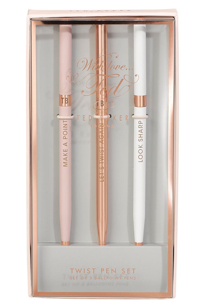 Set of 3 Ballpoint Pens, Main, color, ROSE GOLD CORE