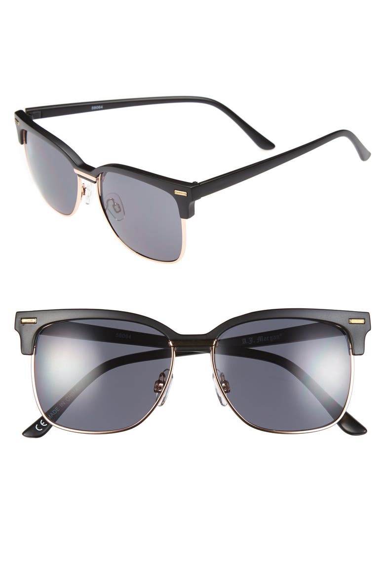 'Stranger' 55mm Retro Sunglasses, Main, color, MATTE BLACK