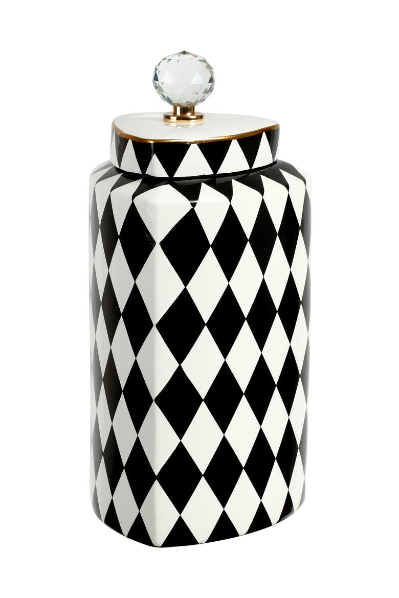 Harlequin Jar with Lid, Large, Main, color, Black