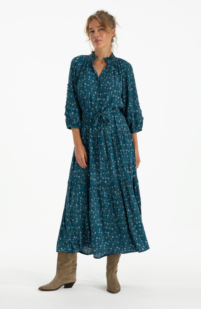 Hermoza Zoey Jo Belted Tiered Maxi Dress, Main, color, 