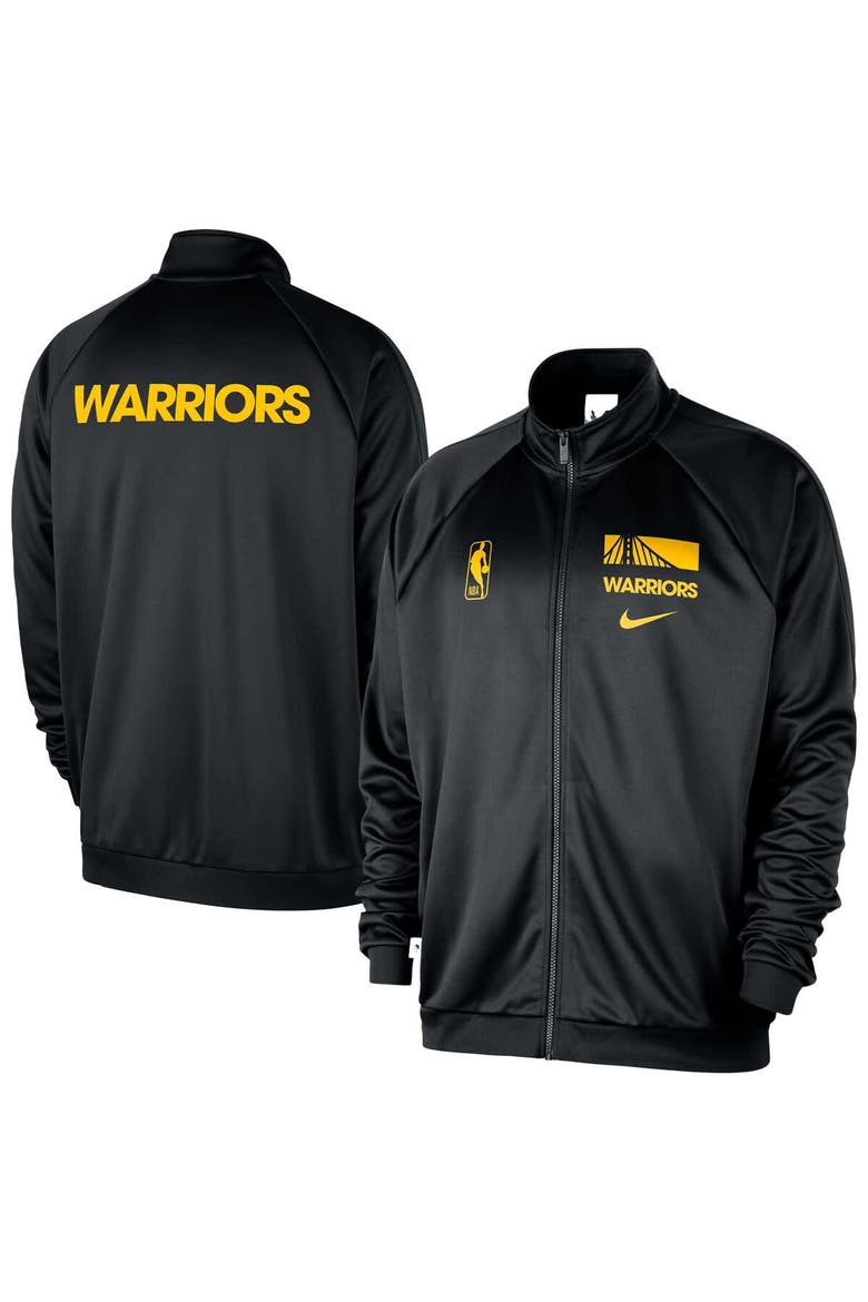 Men's Nike Black Golden State Warriors Courtside Pique Club Full-Zip Track Jacket, Alternate, color, Black