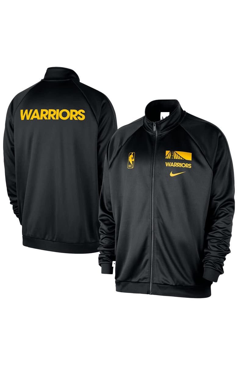 Nike Men's Nike Black Golden State Warriors Courtside Pique Club Full-Zip Track Jacket, Alternate, color, Black