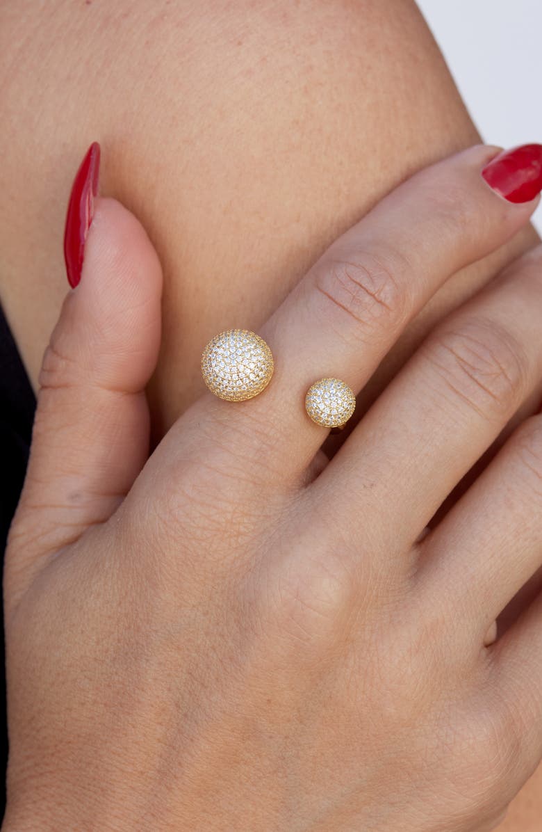 SAVVY CIE JEWELS Pavè Cubic Zirconia Orb Open Band Ring, Alternate, color, 