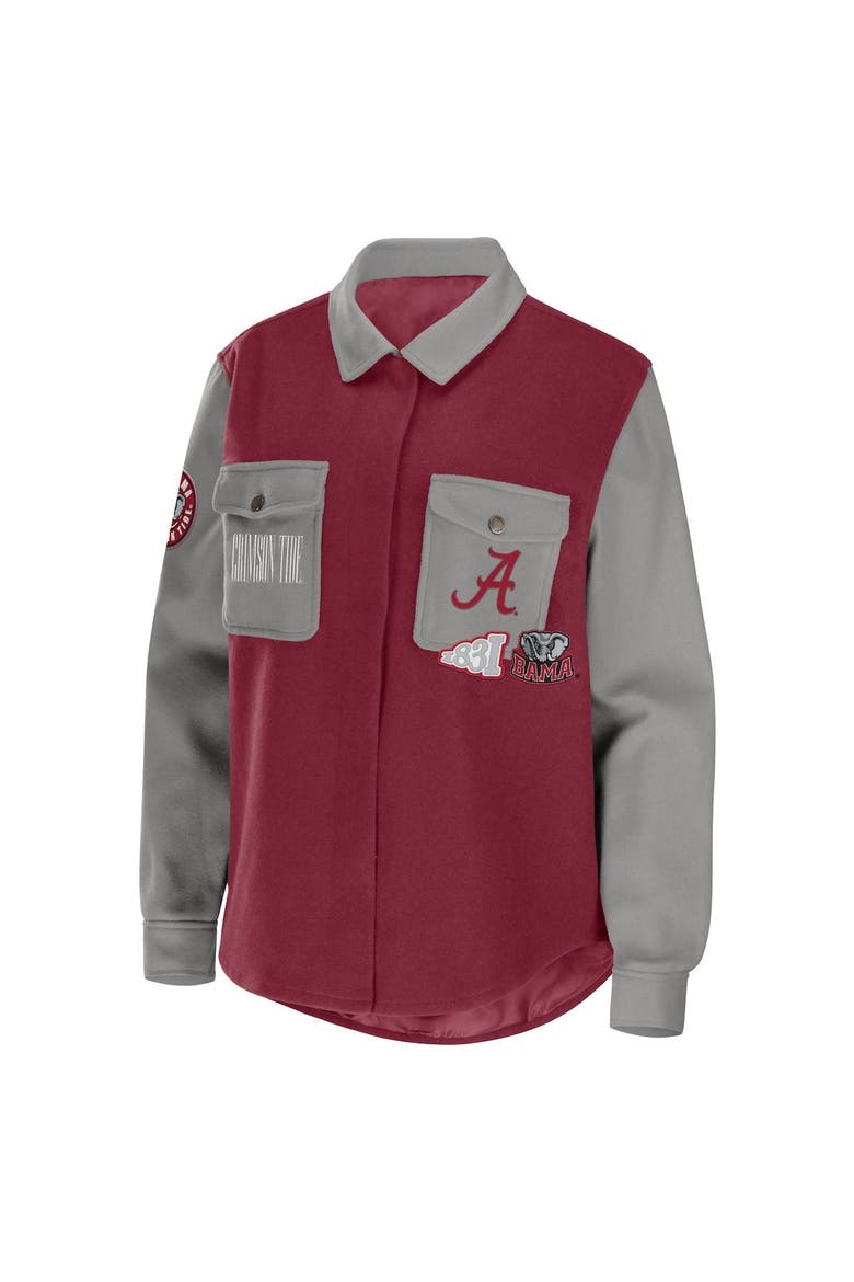 Women's WEAR by Erin Andrews Crimson Alabama Crimson Tide Button-Up Shirt Jacket, Alternate, color, Crimson