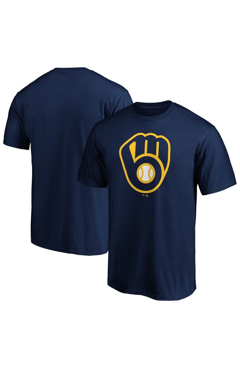 FANATICS Men's Fanatics Navy Milwaukee Brewers Official Logo T-Shirt, Alternate, color, 