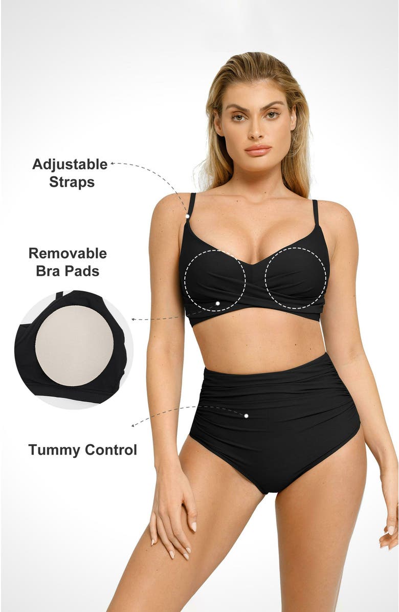 Popilush Shapewear Ruched Sculpting Bikini Bottom, Alternate, color, Midnight Black