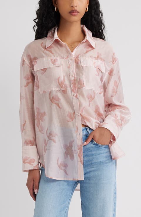 Oversize Organza Button-Up Shirt