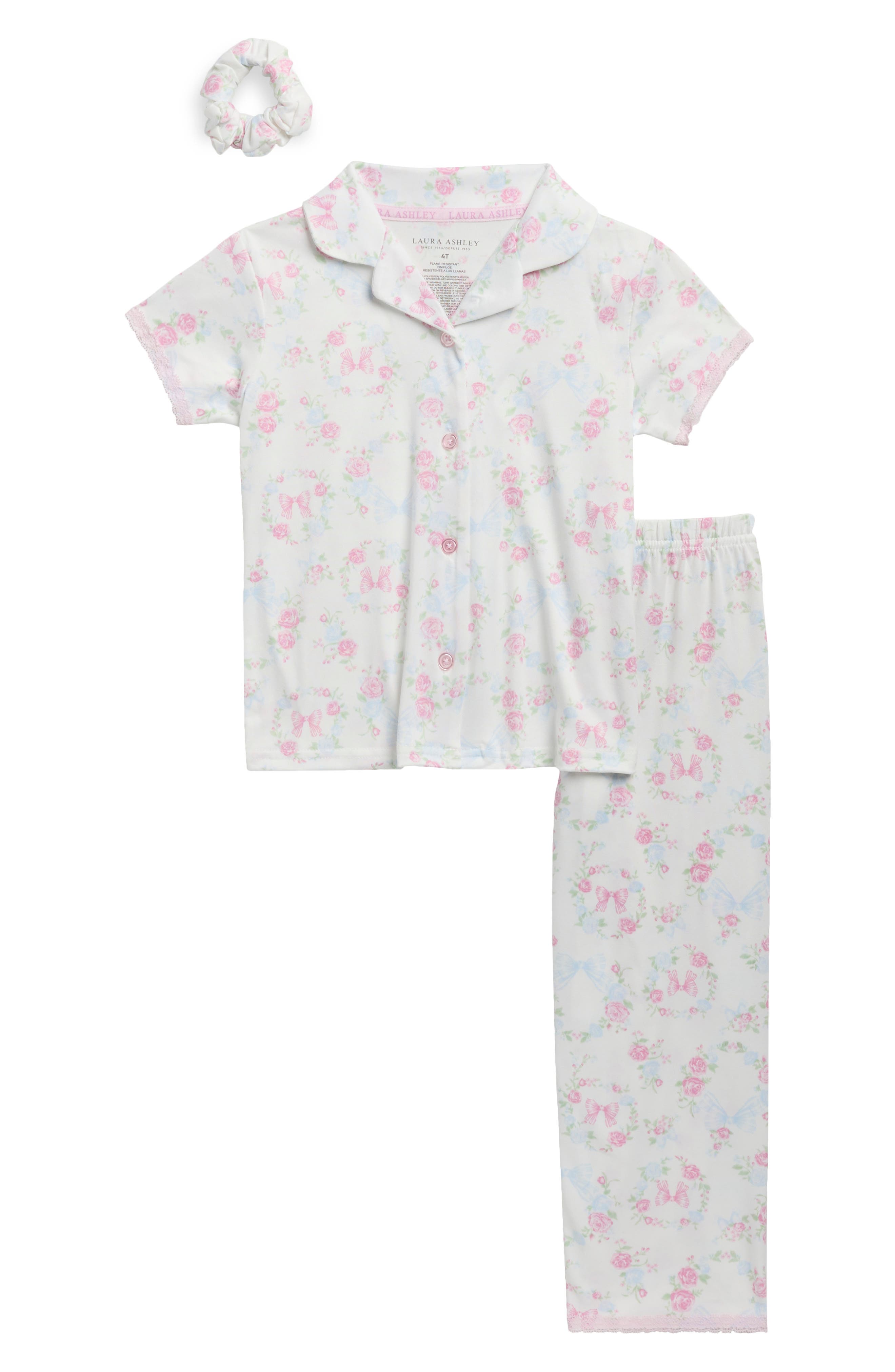 Two-Piece Peached Jersey Pajamas & Scrunchie Set