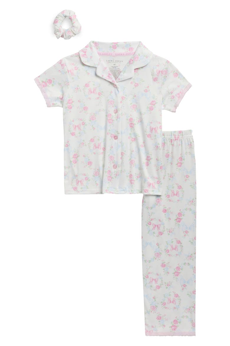 Two-Piece Peached Jersey Pajamas & Scrunchie Set, Main, color, COCONUT FLORAL