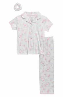 Two-Piece Peached Jersey Pajamas & Scrunchie Set
