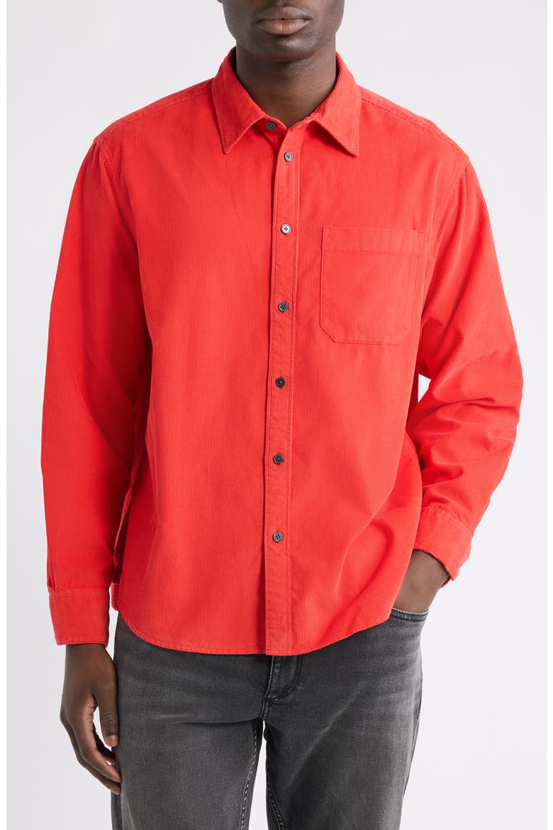 Relaxed Corduroy Shirt Jacket, Main, color, RED