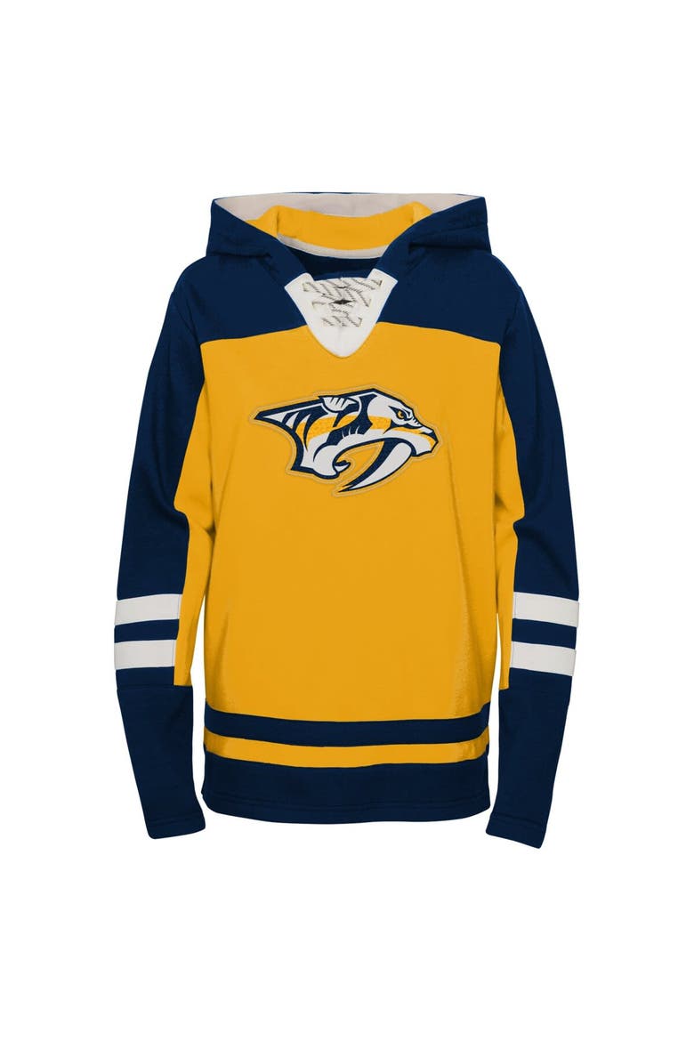 Youth Gold Nashville Predators Ageless Revisited Lace-Up V-Neck Pullover Hoodie, Alternate, color, Gold