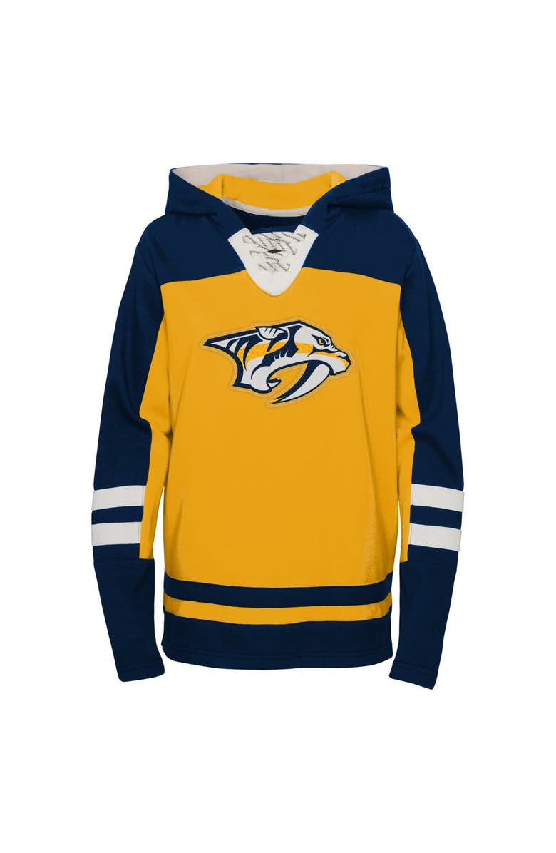 Outerstuff Youth Gold Nashville Predators Ageless Revisited Lace-Up V-Neck Pullover Hoodie, Alternate, color, 