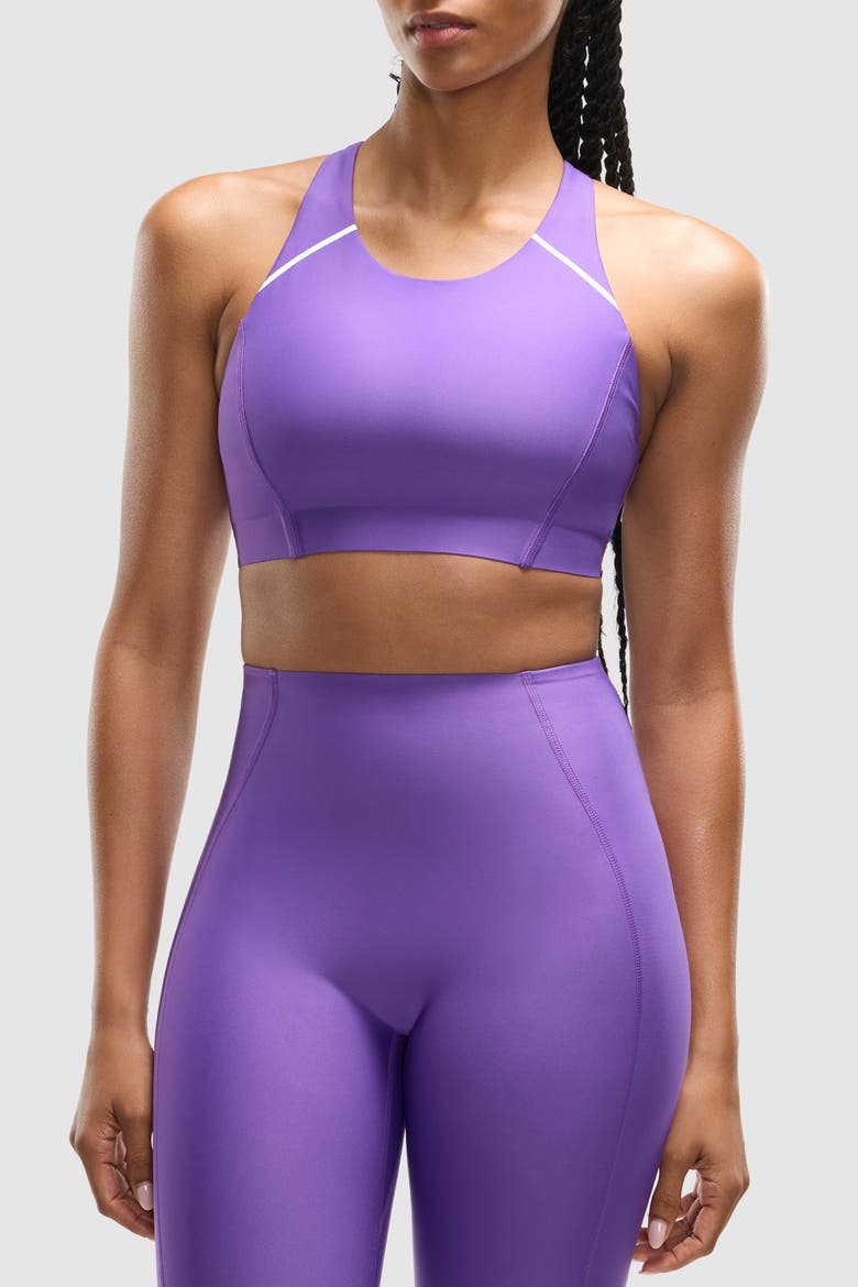 PaceForm Longline Racer Front Bra, Main, color, Bright Purple