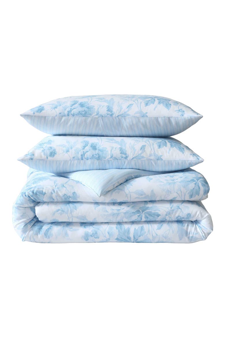 Anja Toile Washed Microfiber Comforter Set, Main, color, LIGHT/ BLUE