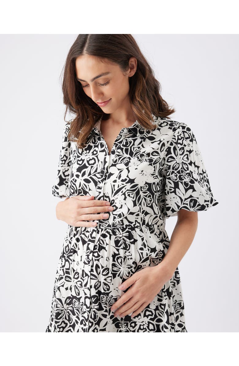 Ripe Maternity Nahla Linen Dress, Alternate, color, Black / White