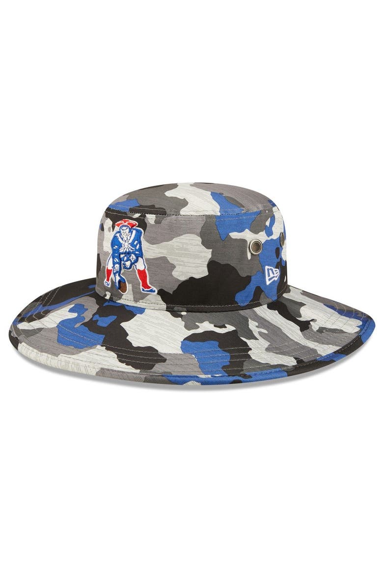 Men's New Era Camo New England Patriots 2022 NFL Training Camp Official Historic Logo Panama Bucket Hat, Main, color, Camo