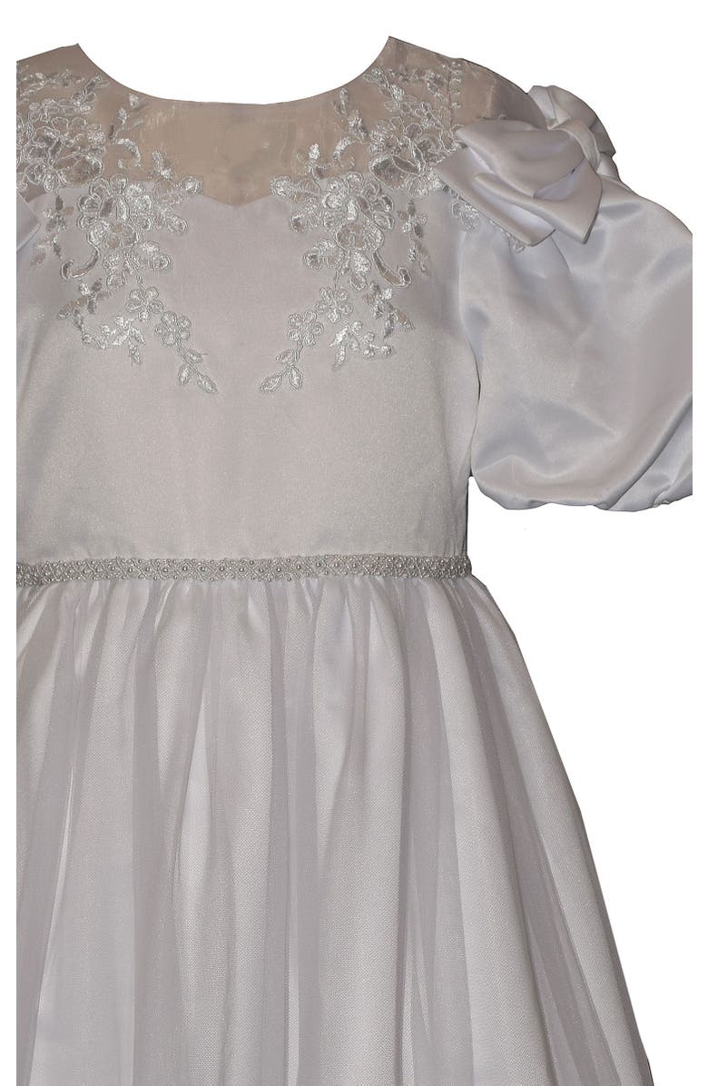 Iris & Ivy Bow Shoulder Ballon Sleeve Communion Dress, Alternate, color, White