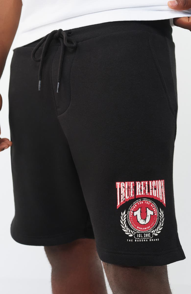 True Religion College Sweat Shorts, Alternate, color, Jet Black