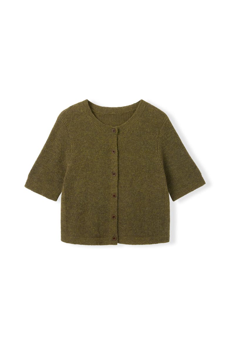 Alpaca Blend Short Sleeve Top, Alternate, color, Olive