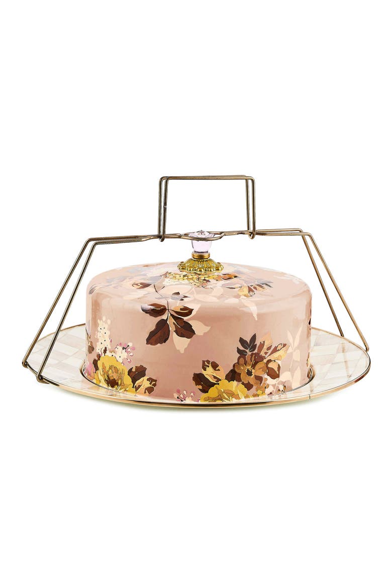 Wild Rose Mauve Enameled Steel Cake Carrier, Main, color, MAUVE